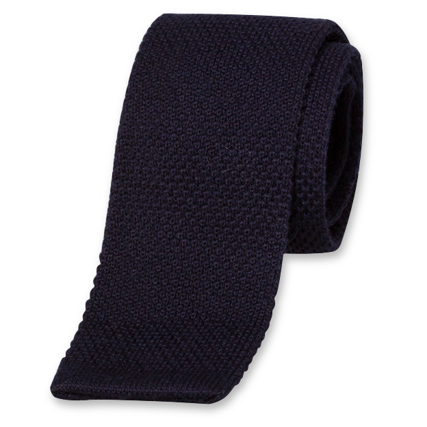 Gebreide wollen stropdas donkerblauw