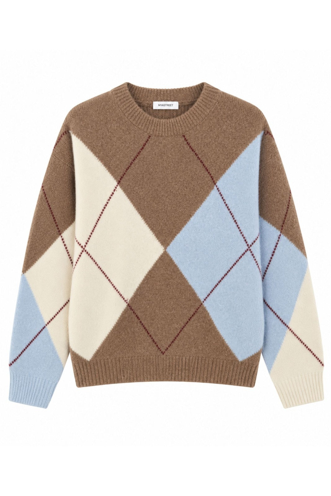 Trui argyle ronde hals