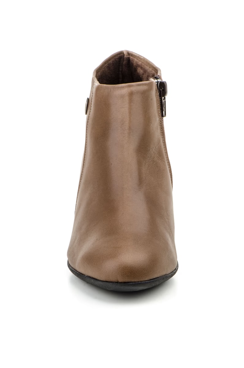 Enkellaarsjes met rits tan taupe