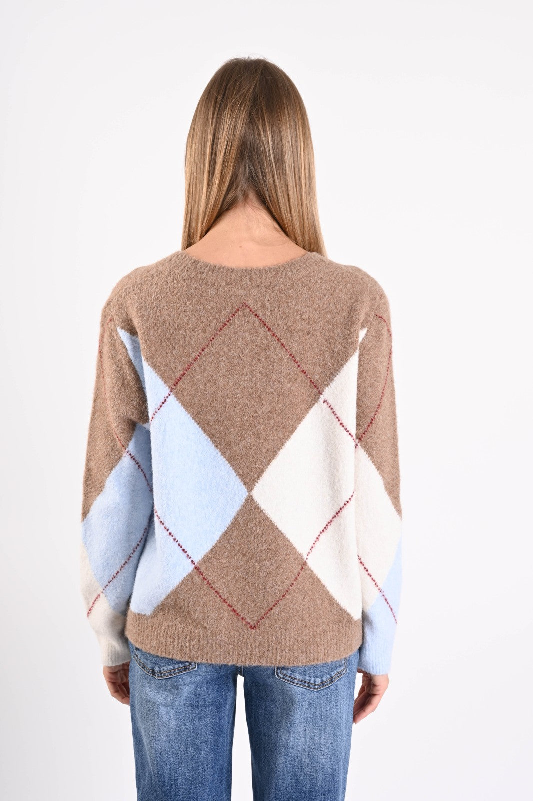 Trui argyle ronde hals
